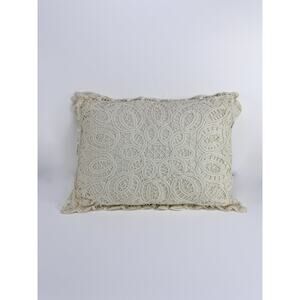 Vintage Lace Toss Pillow - Battenberg White Lace Pillow French Country Style